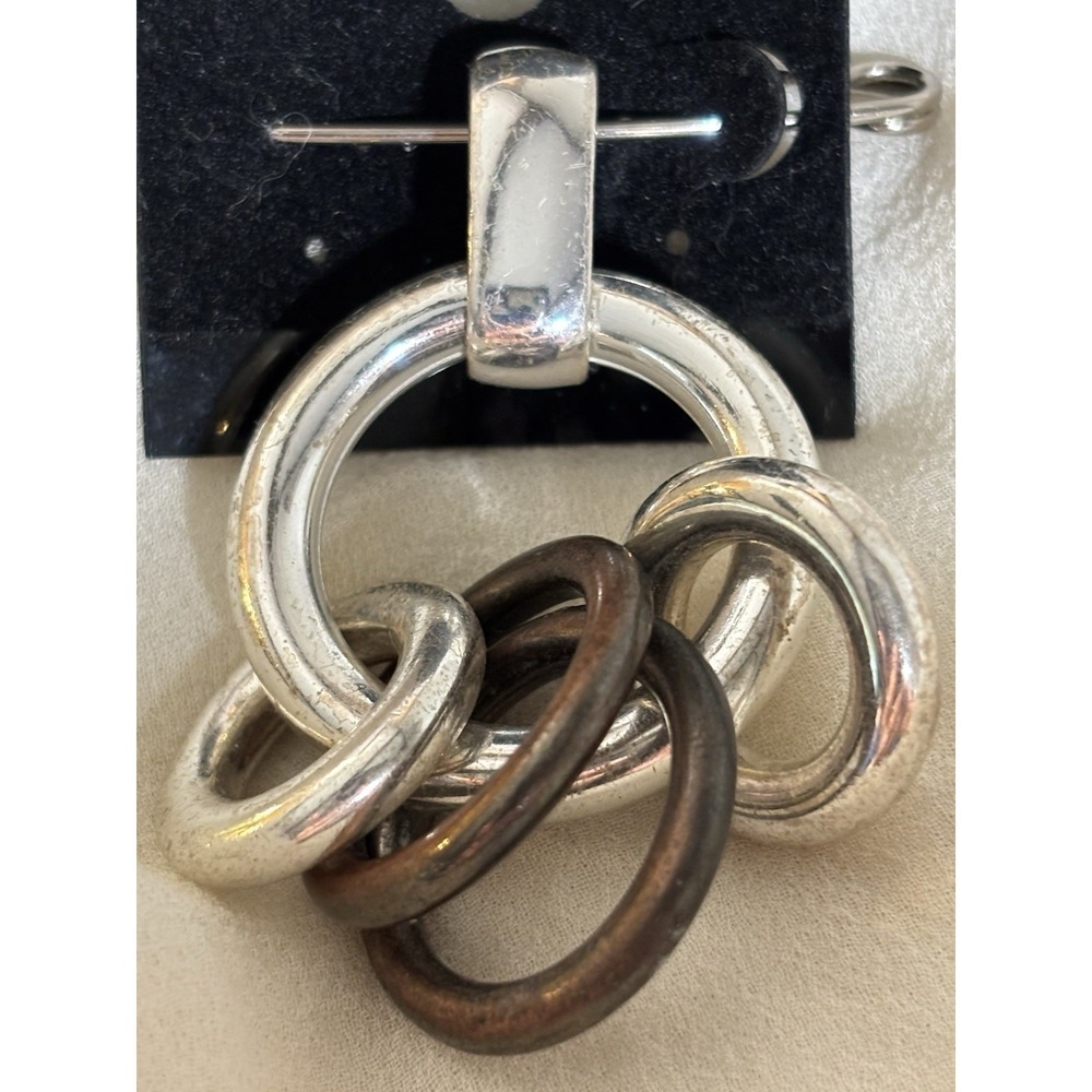 Four CIRCLE PENDANT Silver And Brass Tone - Picture 2 of 5